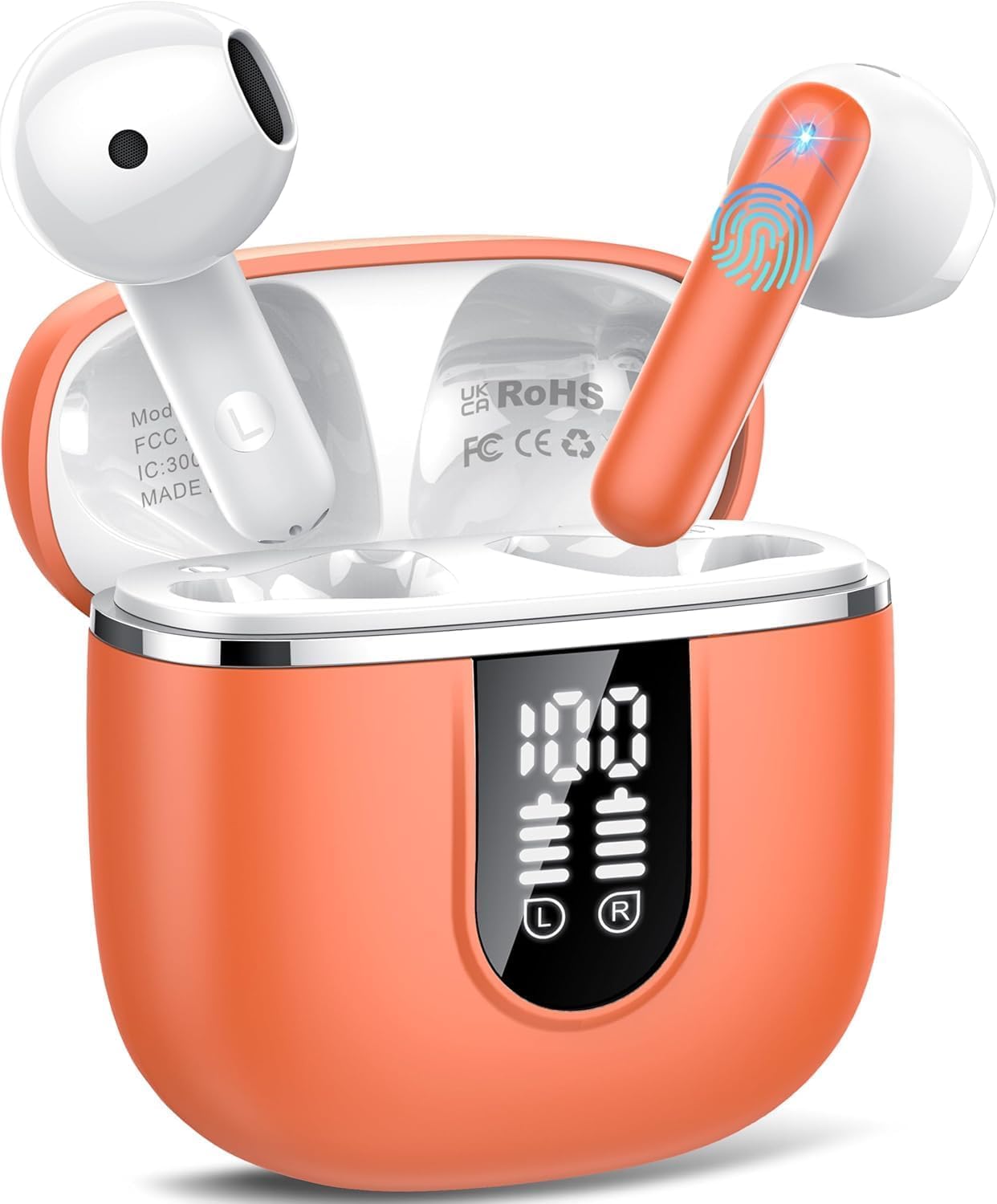 Cillso Auriculares Bluetooth, 40H, bajos profundos, indicador LED, IP7, resistentes al agua, auriculares inalámbricos Bluetooth 5.4 con 4 micrófonos de reducción de ruido ENC