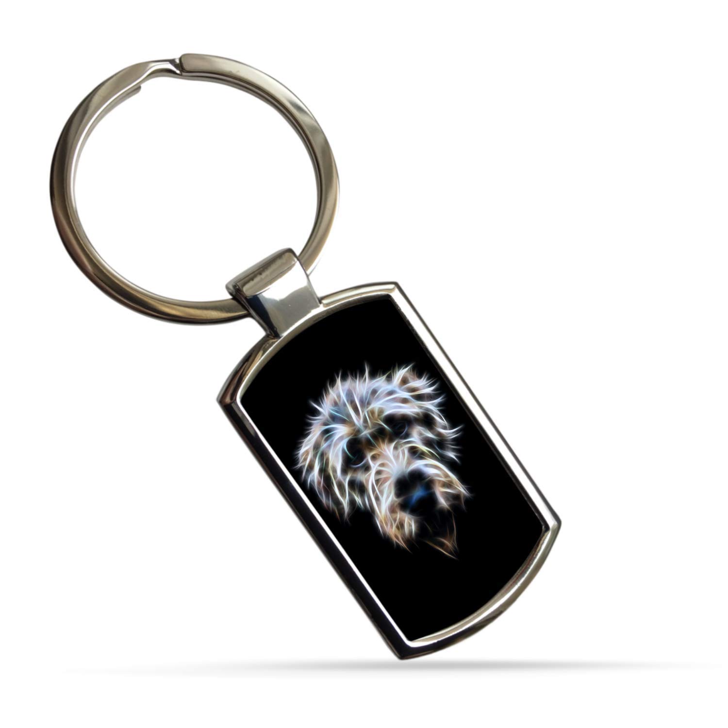 Fractal ArtworksIrish Wolfhound Keyring #1 with Stunning Fractal Art Design.