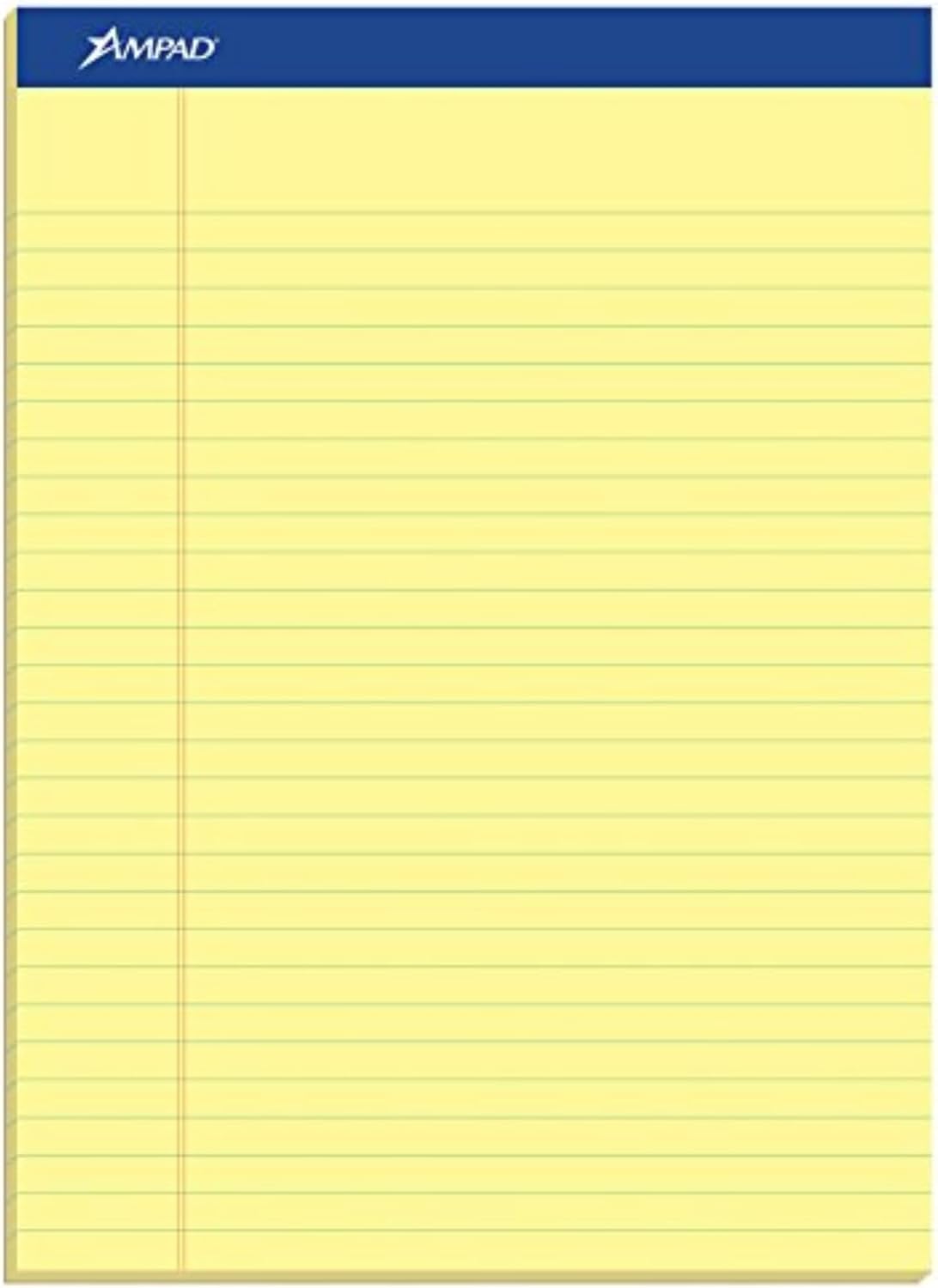 Ampad Writing Pads, 8-1/2" x 11-3/4", Legal Rule, Canary Paper, 50 Sheets, 12 Pack (20-220)
