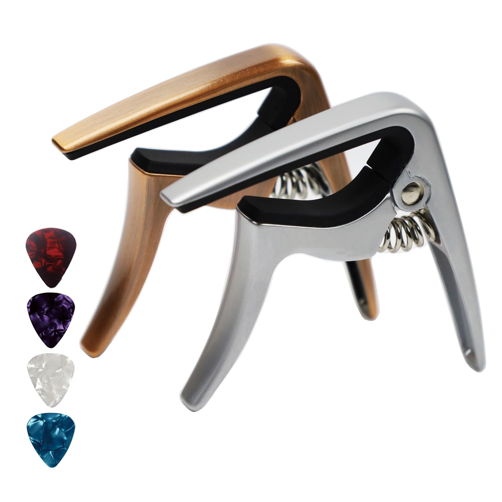Ukulele Capo, 2 sztuki kapos na ukulele, sopran, koncert, tenor, baryton, ukulili, akcesoria (srebrne + miedź)