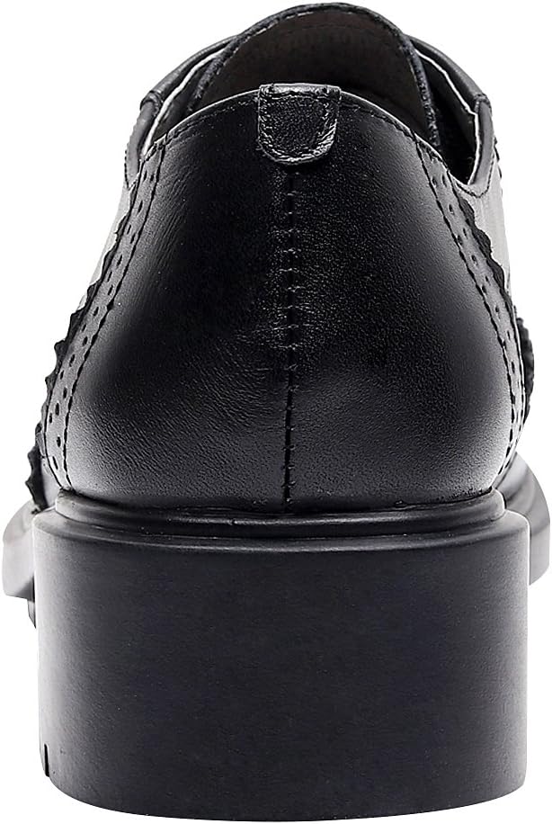rismart Women's Dress Oxfords Leather Round Toe Lace up Business Formal Brogues Shoes