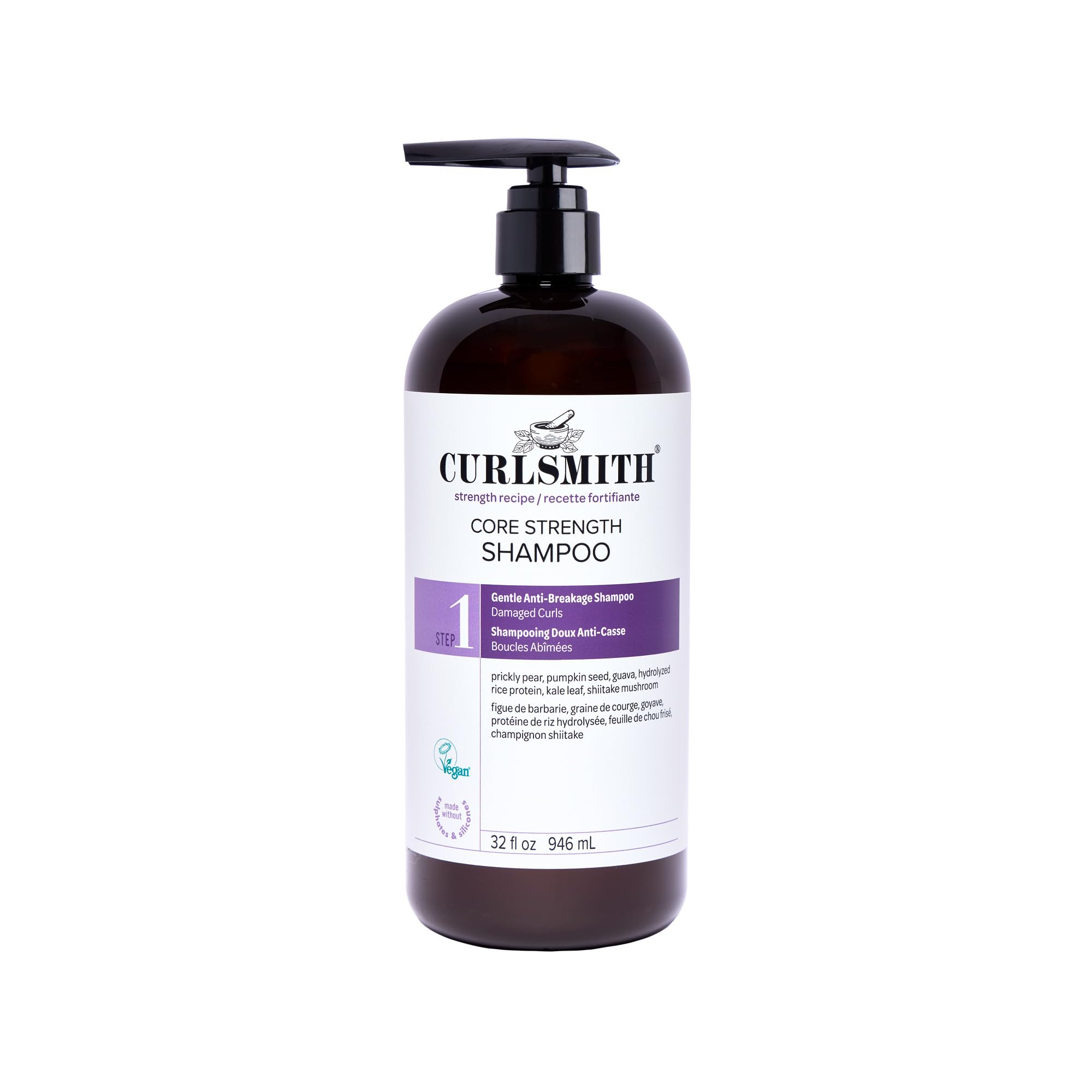 CURLSMITH Core Strength Shampoo - Strengthening Shampoo for Curly Hair, A Gentle Daily Cleanser for Weak Curls, For All Curl Types, Vegan & Cruelty Free