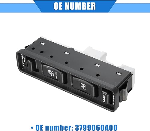 Miniatura 6 de Interruptor de control de ventana de coche compatible con Suzuki Sidekick JA JLX JX 1.3L L4 - Gas 1.6L L4 - Gas 1989, plástico duradero negro