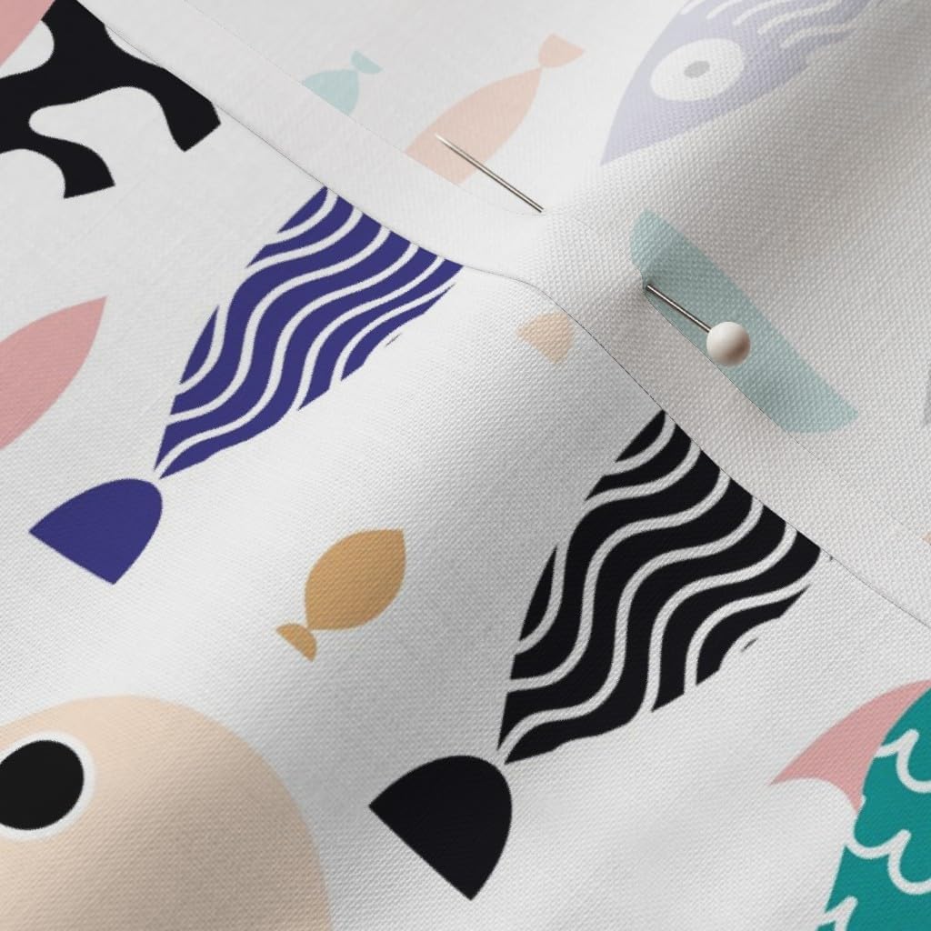 Spoonflower Fabric - Fish Sea Horizontal Swimming Ocean Tropical Lake Life School Bright Printed on Petal Signature Cotton Fabric by The Yard - Sewing Quilting Apparel Crafts Decor