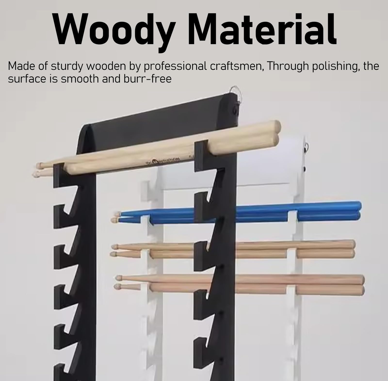 Drumstick Halter Wandhalterung, Holz Drum Stick Display für 10 Paar Drumsticks, Drumstick Collection Zubehör, Zauberstab Ständer Wand, Geschenke für Schlagzeuger