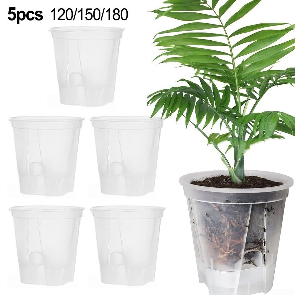 Samonawadniająca się plastikowa doniczka do orchidei z otworami odpływowymi i spodkiem, idealna do roślin domowych, storczyków, roślin domowych, przedszkola i ogrodu, ekologiczna konstrukcja