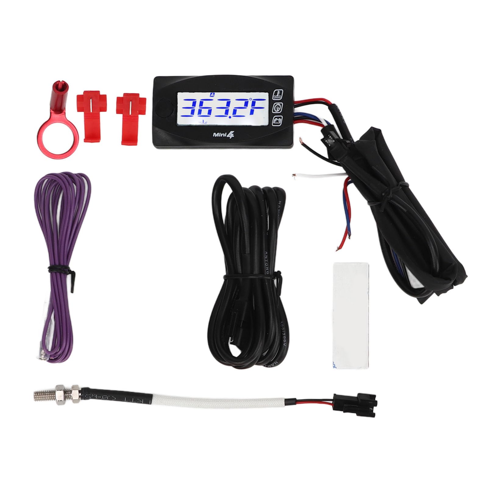 Digitale LCD-Motortemperaturanzeige, Doppelte Temperaturaufzeichnung, Hintergrundbeleuchtungsanzeige, Benutzerabschaltung, Batterie und Externe Stromversorgung, Wasserdicht, (10mm)
