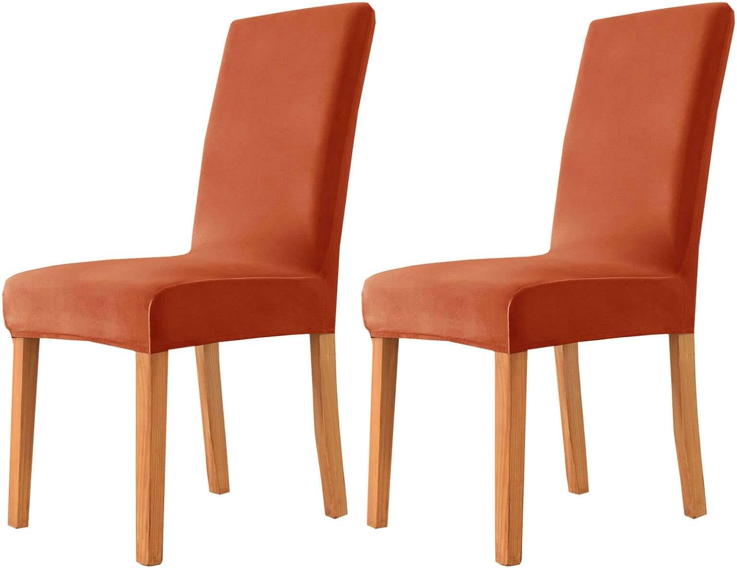 Velvet Dining Chair Cover, Stretch Chair Covers for Dining Room Soft with Elastic Bottom Seat Slipcover for Dining Room Party-Orange A-Set of 2