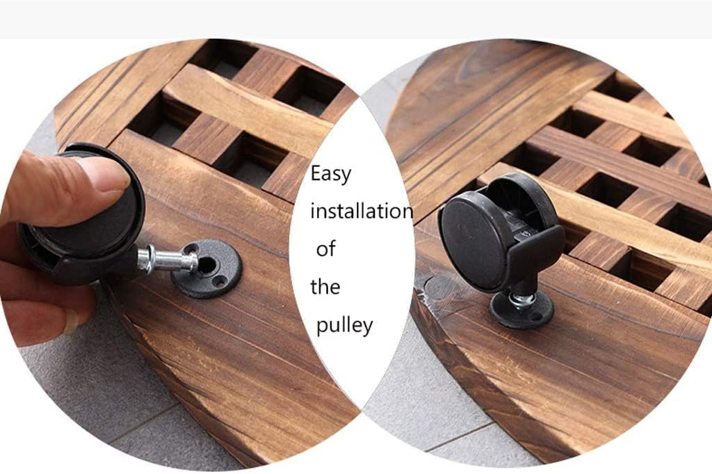 Plant Trolley Plant Pot Trolley,Plant Pallet Cart Wooden Plant Stand Round Planter Trolley Indoor Outdoor Rolling Tray Coaster Flower Pot Mover Plant Pot Saucers