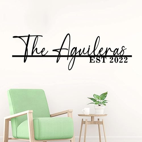 Letrero personalizado con nombre de la familia, letreros de apellido de metal personalizados para el hogar, regalos de boda para pareja, decoración