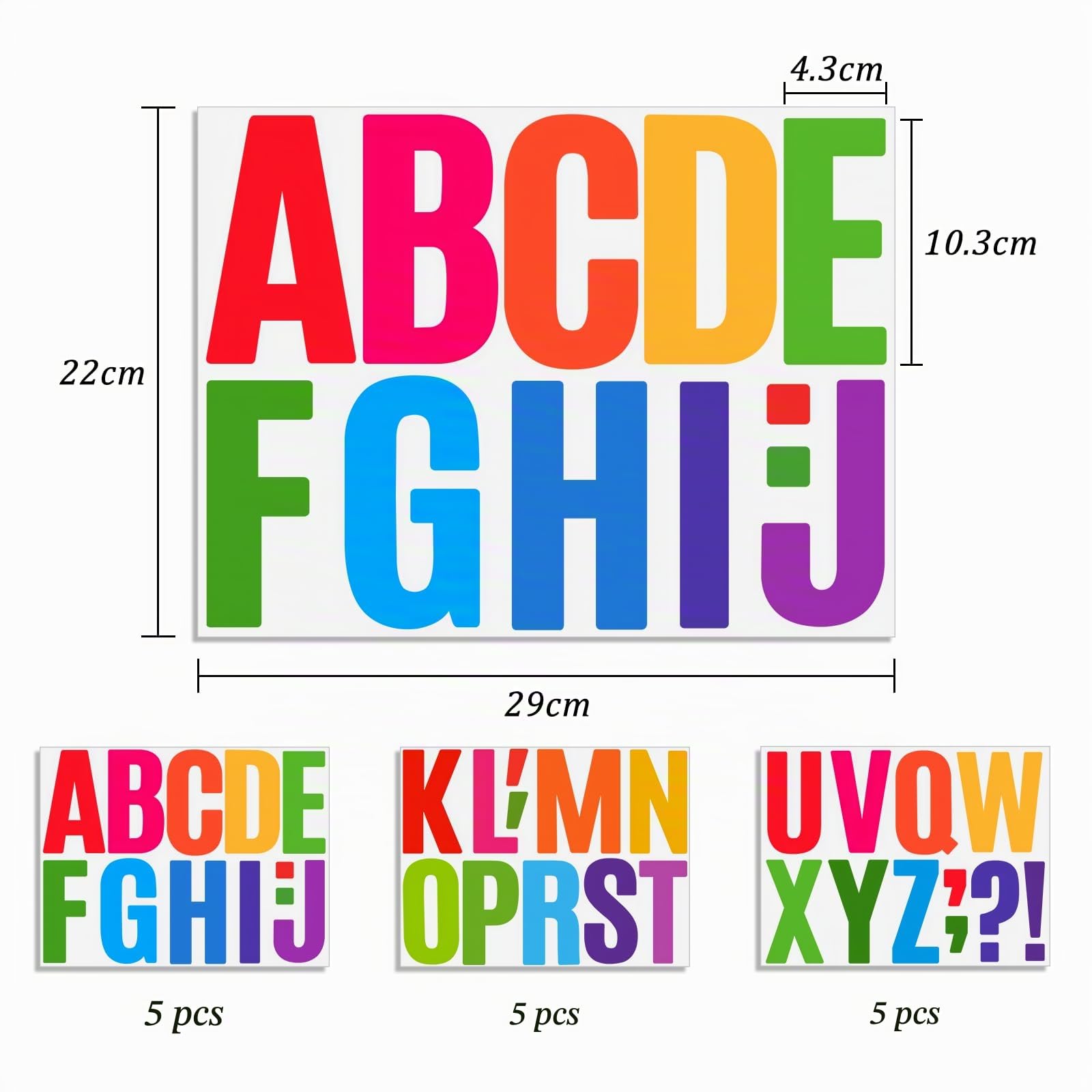 GETRICH Lettre Autocollantes, 15 Feuilles Lettres Adhesives Imperméables, Autocollants Alphabet en Vinyle Imperméable pour Boîte Aux Lettres, Panneaux, Voitures, Numéro D'adresse, Portes