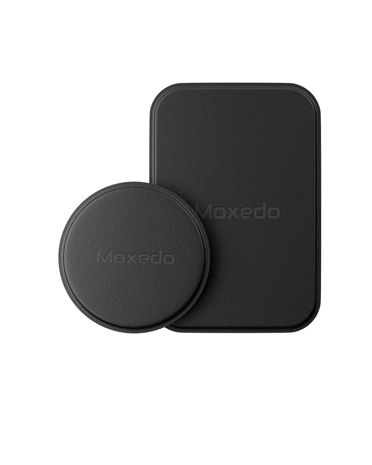 Moxedo Universal Metal Plates Replacement for Phone Holder Adhesive Thin Magnetic Mounts 1 Rectangle and 1 Round Compatible for All Mobiles