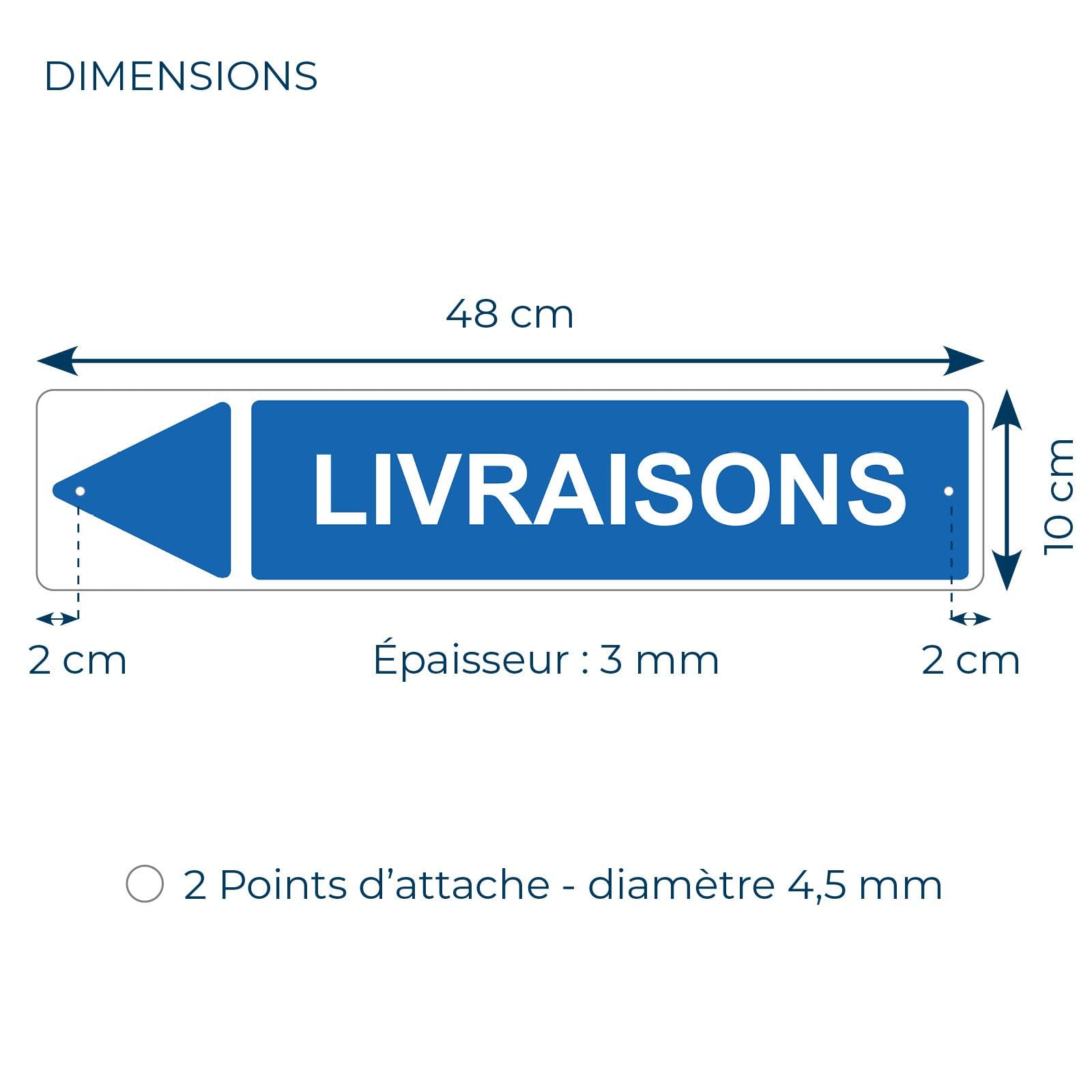 DECOHO - Panneau de signalisation pour parking · Livraisons gauche - 48 x 10 cm - Bleu