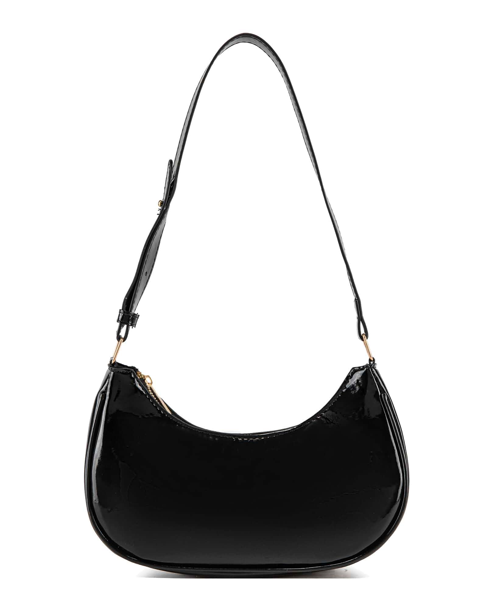 Patent Leather Evening Purse for Women Small Crescent Cute Handbag Mini Clutch Shoulder Purse Underarm