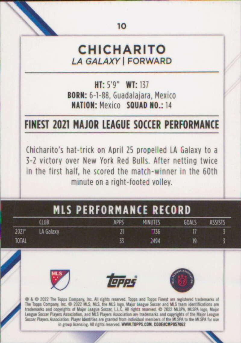 2022 Topps Finest MLS #10 Chicharito LA Galaxy Soccer Card - GotBaseballCards