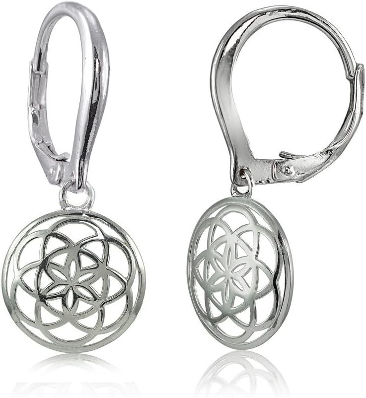 Sterling Silver High Polished Celtic Knot Round Leverback Earrings