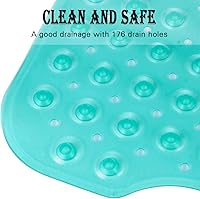 Vista 4 de YINENN Tapete de ducha para bañera de 40 x 16 pulgadas, antideslizante y extragrande, tapete para bañera con ventosas, lavable a máquina, con Verde
