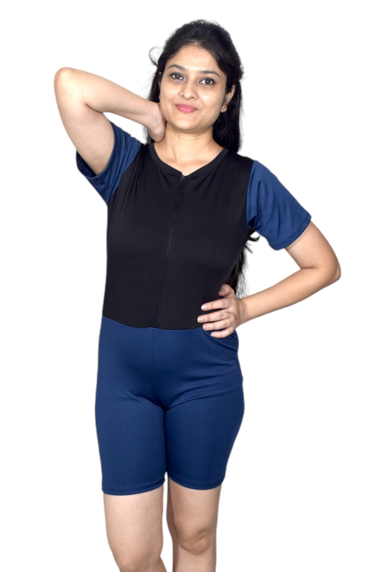 Spandex Women's Full Swimsuit | Stylish & Comfortable, Attractive Design, Multi-Purpose, Long-Lasting | Ideal for Casual Outing(Grey-Black)-image-43