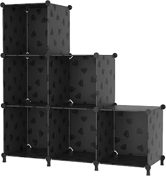 UNKU 6 Cube Storage Organizer, Closet Organizer Storage Shelves, Black