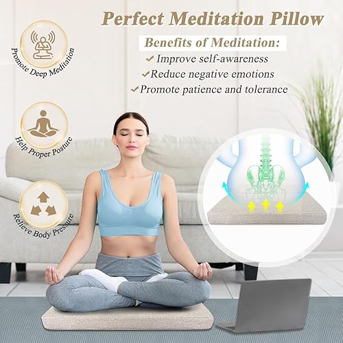 Miniatura 2 de Cojín de suelo de meditación para yoga para adultos, almohadas cuadradas para sentarse, cojín grande de meditación, almohadas de yoga para sentarse
