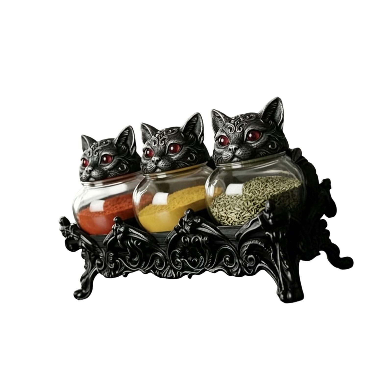 Kaeltsyn Handcrafted Witch Owl Apothecary Seasoning Jars with Lid Unique Witchcore Kitchen Decors for Salt, Pepper, & Tea Kitchen Condiment Bottle