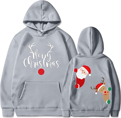 Vifucz Feliz Navidad Sudaderas con capucha para mujer novedad lindas sudaderas bolsillo polar aire libre camisa superior suelta