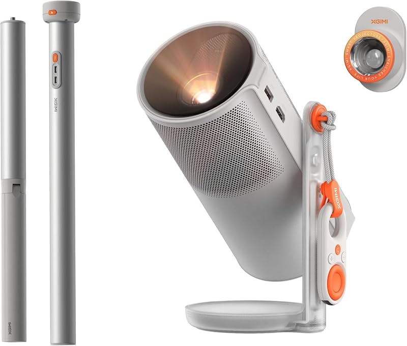 XGIMI MoGo 4 Vidéoprojecteur Portable 2025 avec Trépied PowerBase, 5 Heures de Lecture, Compatible a