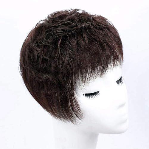 Miniatura 2 de Extensiones de cabello humano con clip y flequillo, extensiones de cabello para mujeres con cabello delgado, 5.9 x 6.3 pulgadas, color marrón oscuro