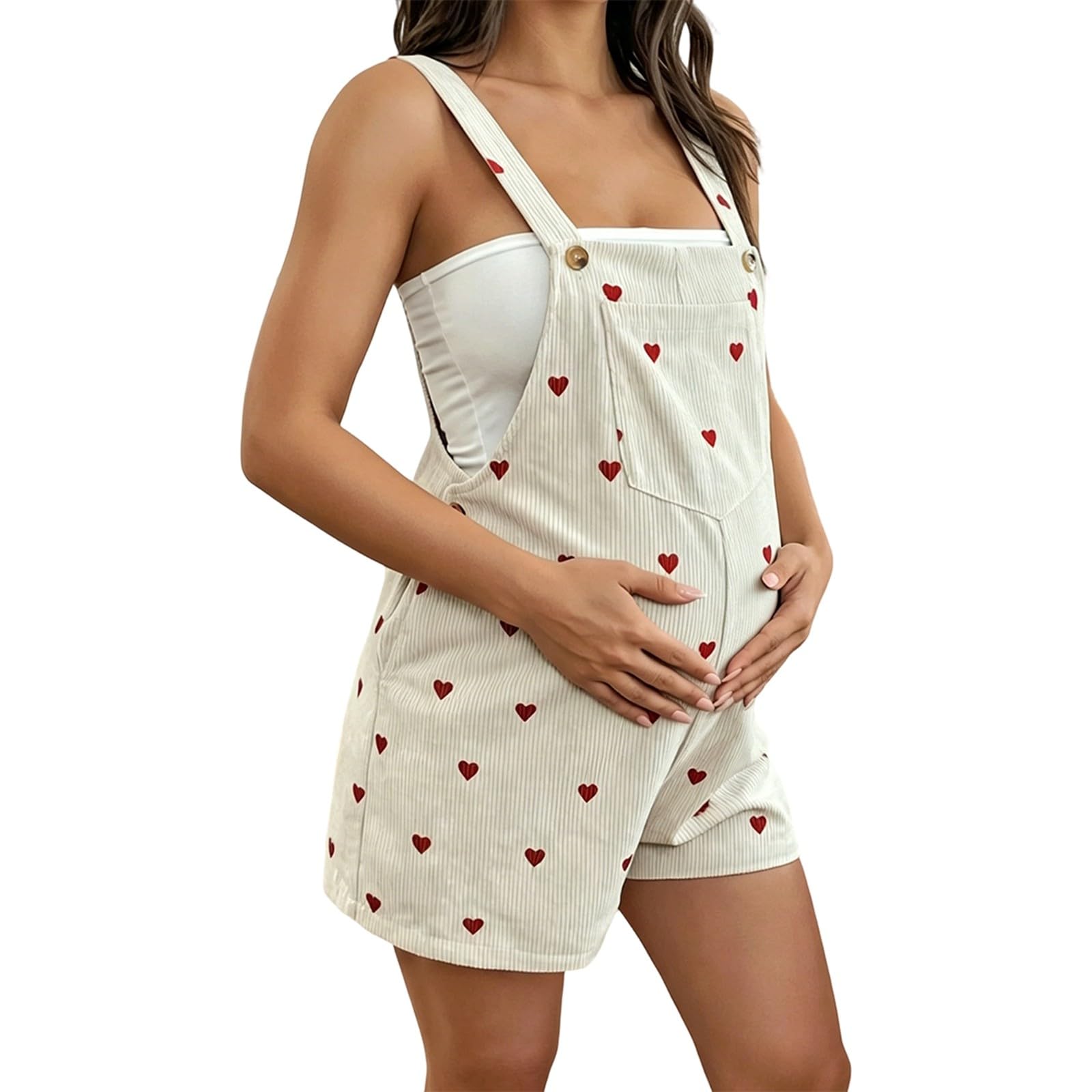 Générique Salopette Short en Jean pour Femme Enceinte, Taille Ajustable avec Ceinture élastique, imprimé Floral décontracté, idéale pour l'été et Les Sorties en Plein air