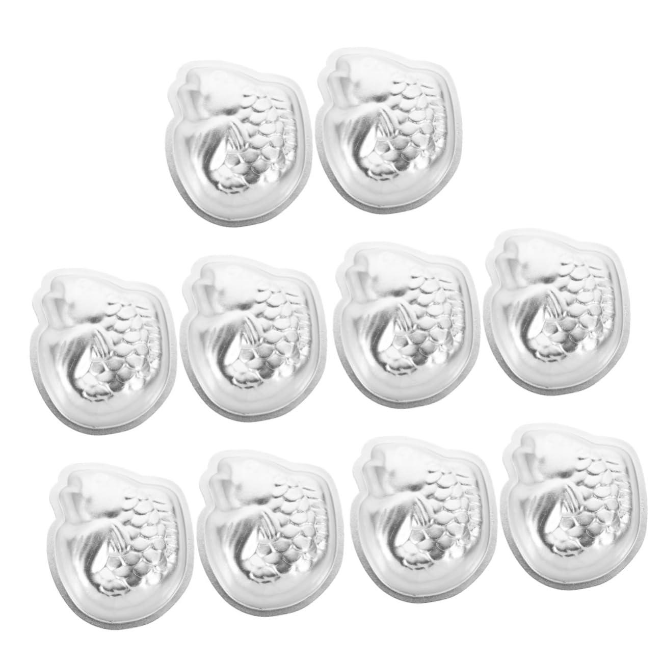 Amosfun 10 Piezas Molde De Pastel De Arroz Sartenes Para Tarta Molde Artesanal De Sugarcraft Pasta De Azúcar Horneado De Pescado Horneado De Pasteles Pastelitos Silver Aleación De Aluminio