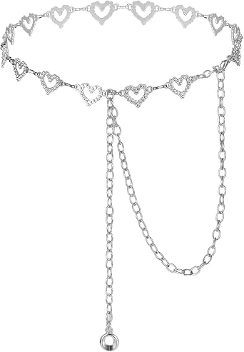 Heart Chain Belts Silver Waist Necklace Chain Belts Body Belly