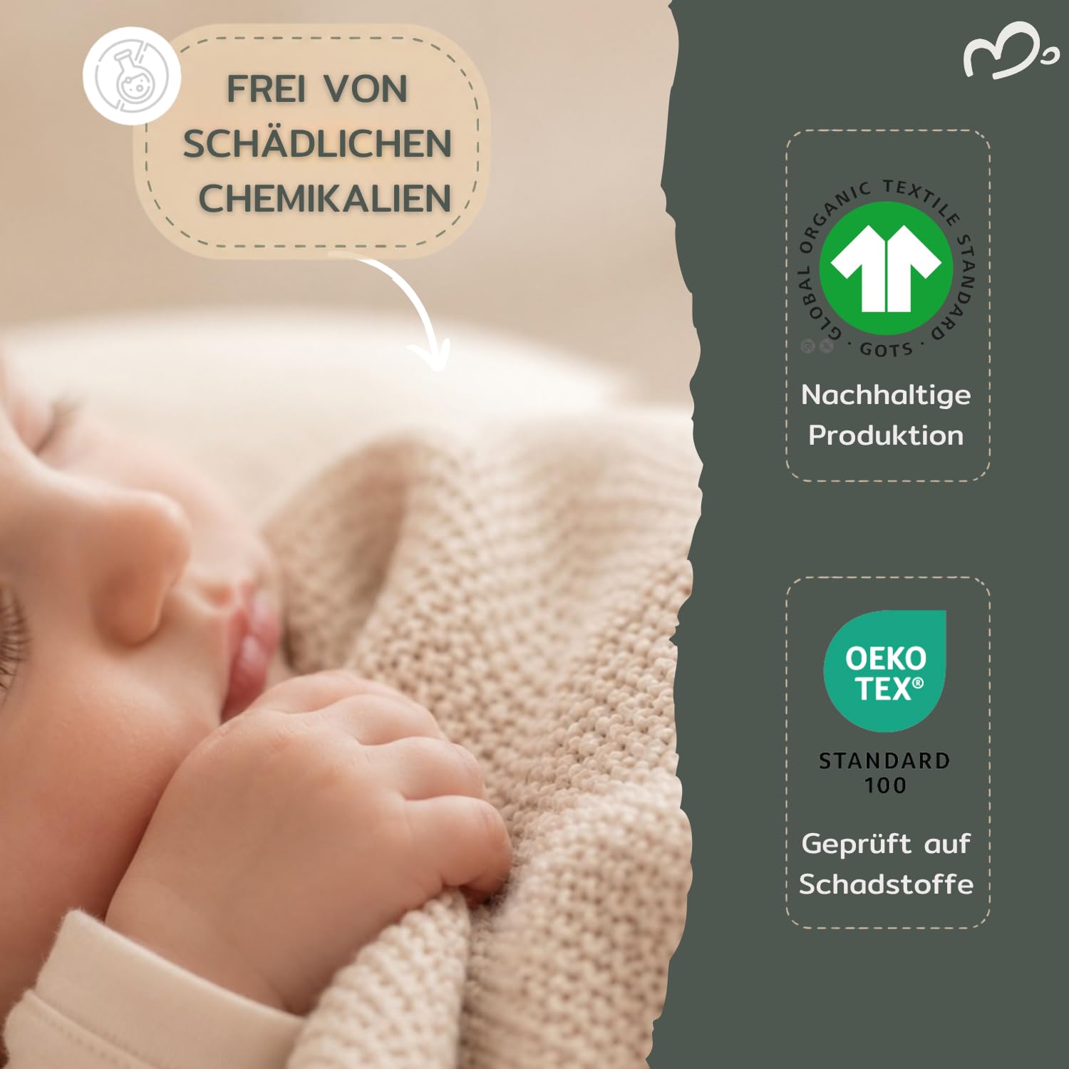 Manta para bebé de 80 x 100 cm, 100% algodón orgánico, certificado GOTS – Manta de punto suave para recién nacidos y bebés, transpirable y regulador de temperatura, manta para cochecito, cuna, caja de