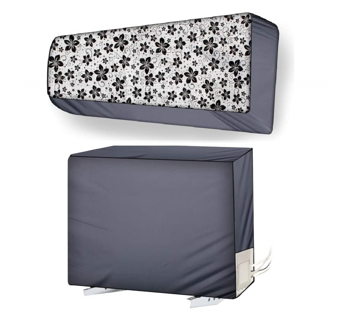 Da Anushi Split AC Cover Set of Indoor and Outdoor Unit for 2 Ton Capacity Attractive Digital Prints/Dustproof/Water Resistant (Grey Black Flower) (B0BNDGD8XQ) Amazon Price History, Amazon Price Tracker