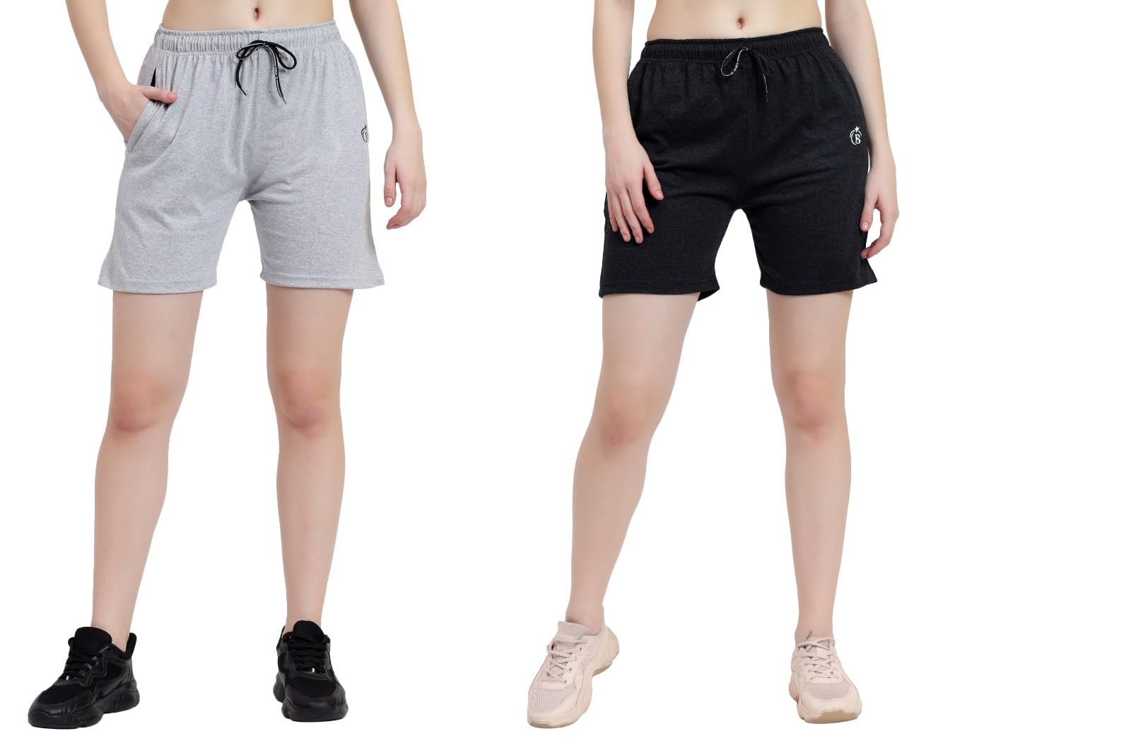 blue star shark Women's Athletic Gym Shorts | Stretchable & Relaxed Fit | Running, Jogging & Yoga Workout Shorts with Pockets | Casual Summer Cycling & Sleep Shorts | Pack of 2-picture-14