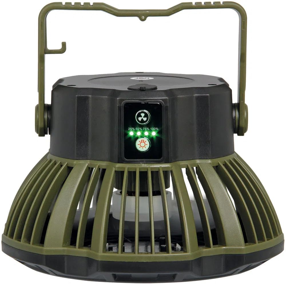 NGT Ventilatore da bivvy XL 3 in 1 ricaricabile con luce LED e powerbank da 2000 mAh, ricarica USB, 3 velocità di ventilazione, 3 modalità di illuminazione, telecomando rotazione a 180°, ideale per