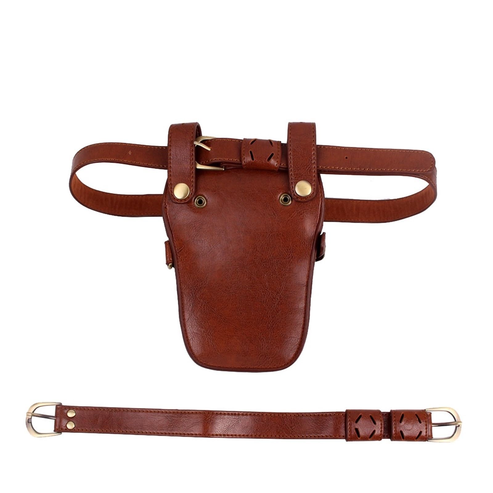 Friseurgürtel Haarscherentasche aus echtem Leder mit Clips, Friseurscheren-Holster, Beutelhalter, Etui mit Taillen-Schultergurt(Brown)