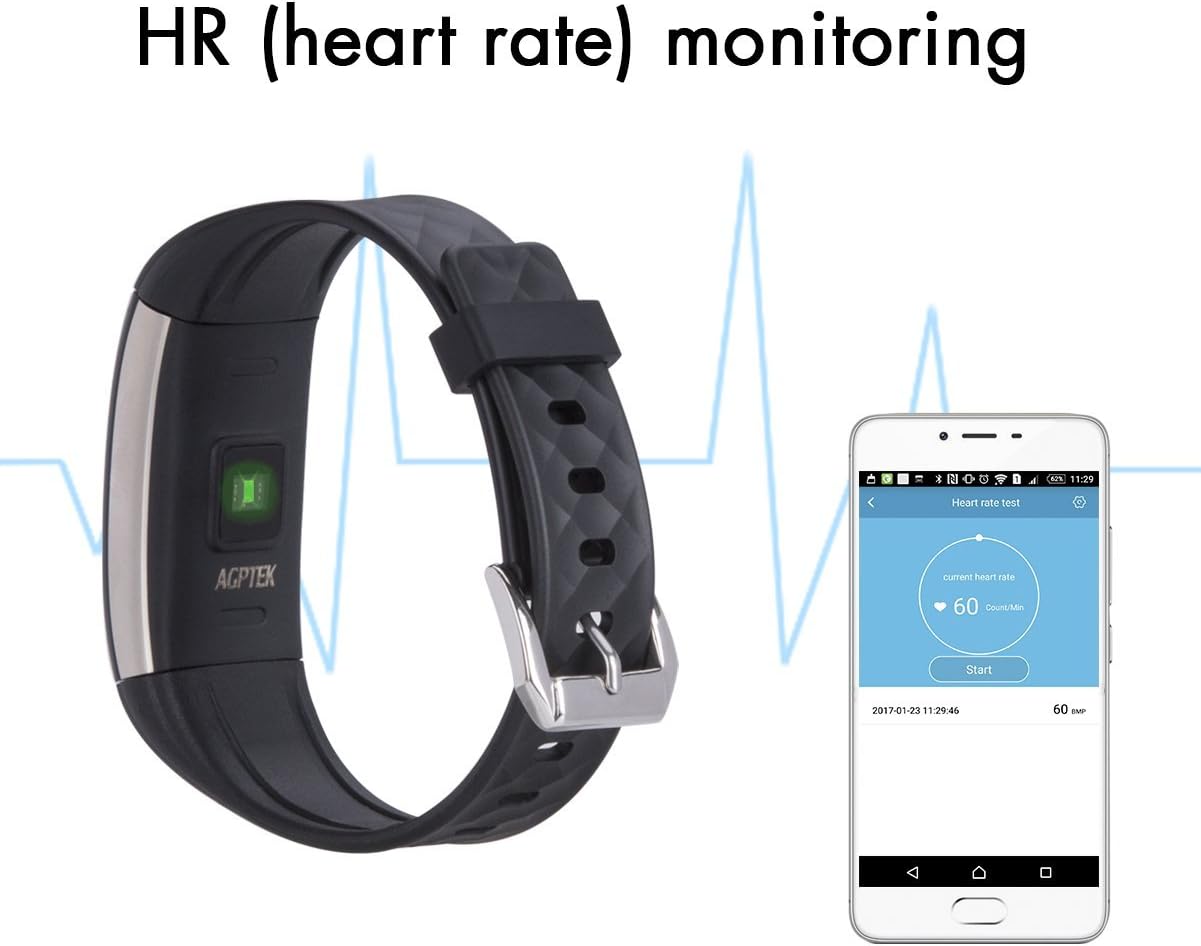 AGPTEK Pulsera Actividad, Bluetooth Pulsera Inteligente con Pantalla  táctil, Monitor de Dormir, Podómetro, Calorías, Impermeable, Control de  música, Compatible con iPhone y Android Smartphone : Amazon.es: Electrónica