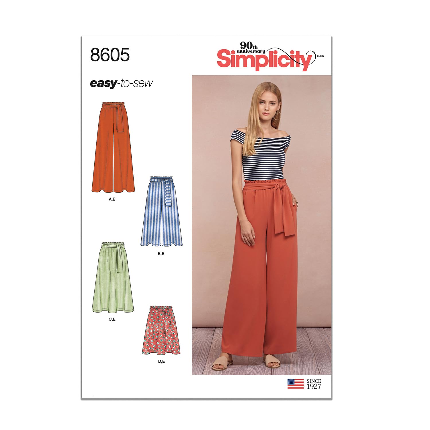US8605A Easy to Sew Women's Skirts and Loose Fitting Pants Sewing Patterns, Sizes 6-24