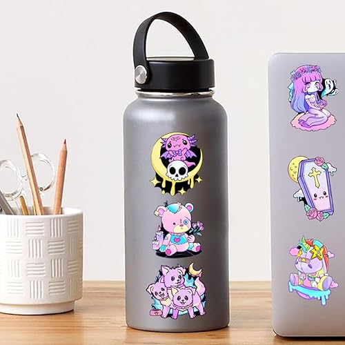 Miniatura 6 de Lindas calcomanías góticas para niños, 50 calcomanías de vinilo impermeables para botellas de agua, cuadernos, portátiles, fundas de teléfono,