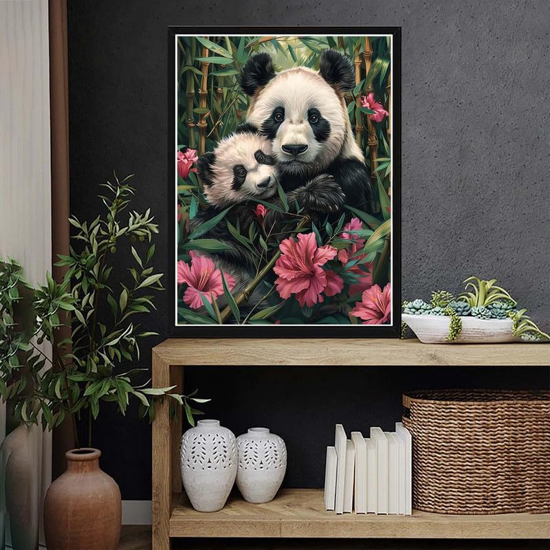 Kit Diamond Painting Panda 5D - 30x40cm Avec Diamants Ronds Pour Débutants