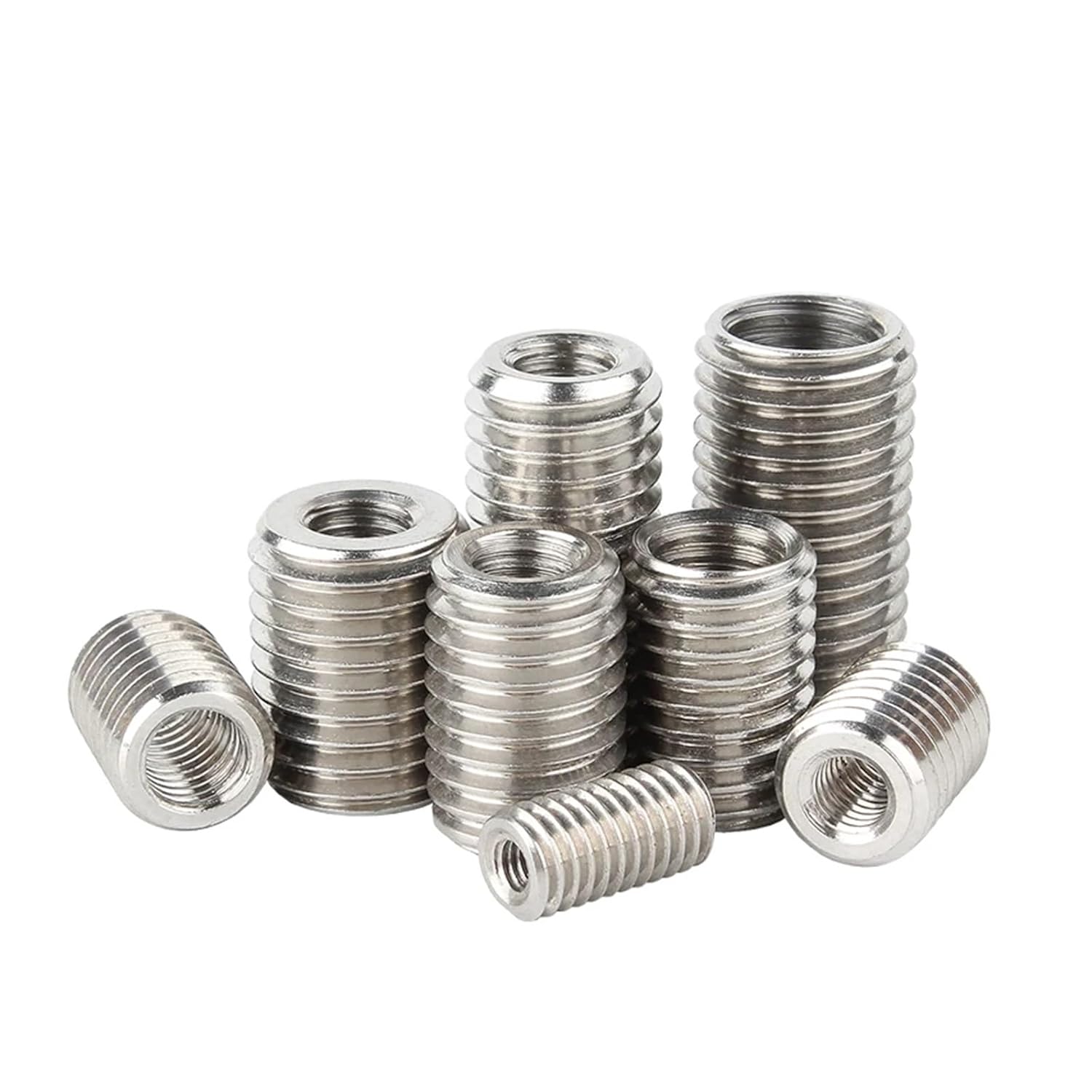 Generic 2/ 5pcs Inside Outside Thread Adapter Screw Nuts Insert Sleeve Converter Nut Coupler M2 M3 M4 M5 M6- M12 M20 304 Stainless Steel(Length 25mm,M8M16 5pcs)