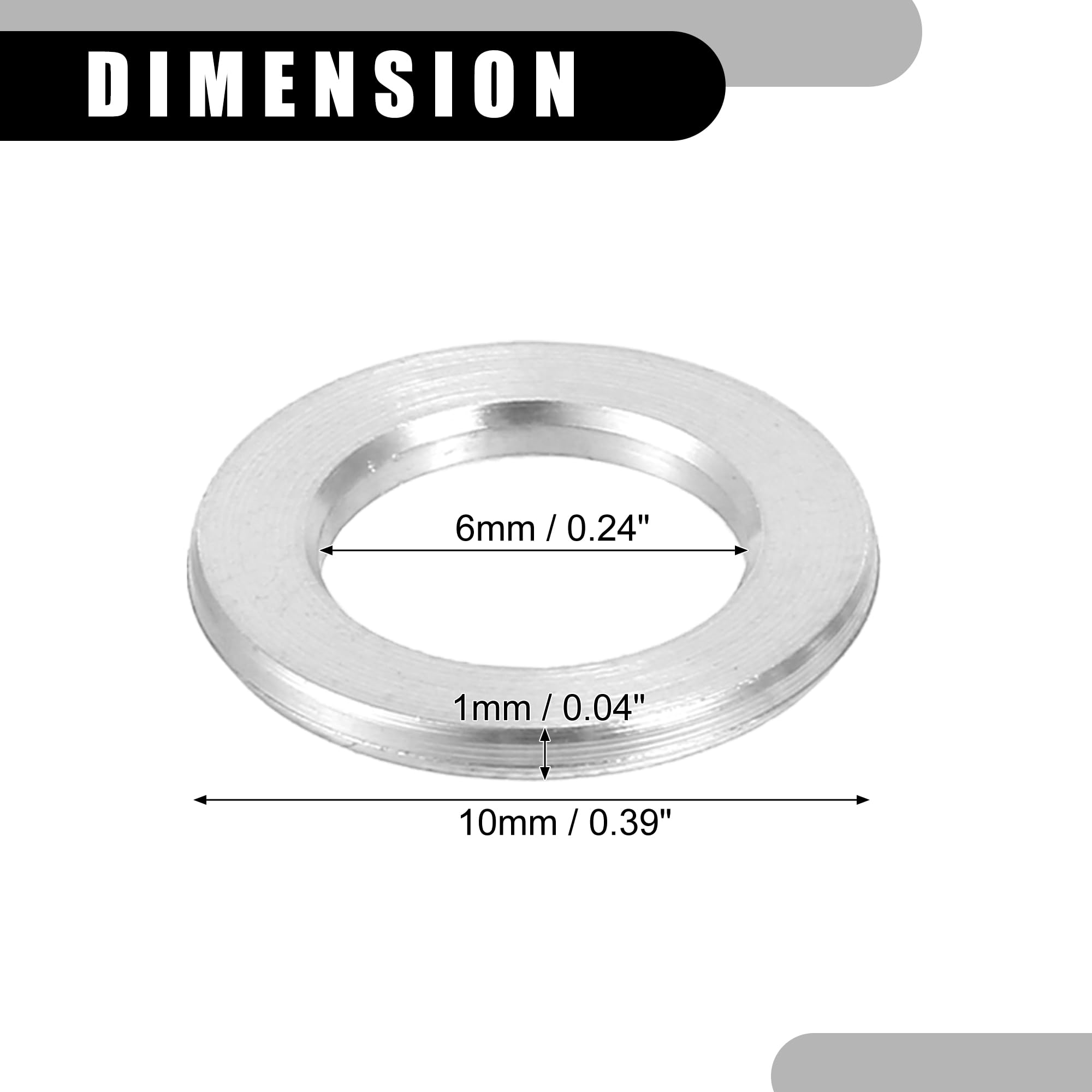 Partuto 10 Pcs M6 Universal Bicycle Bolt Brake Screw Washer - Silver Tone, 0.39"x0.04" - Image 4