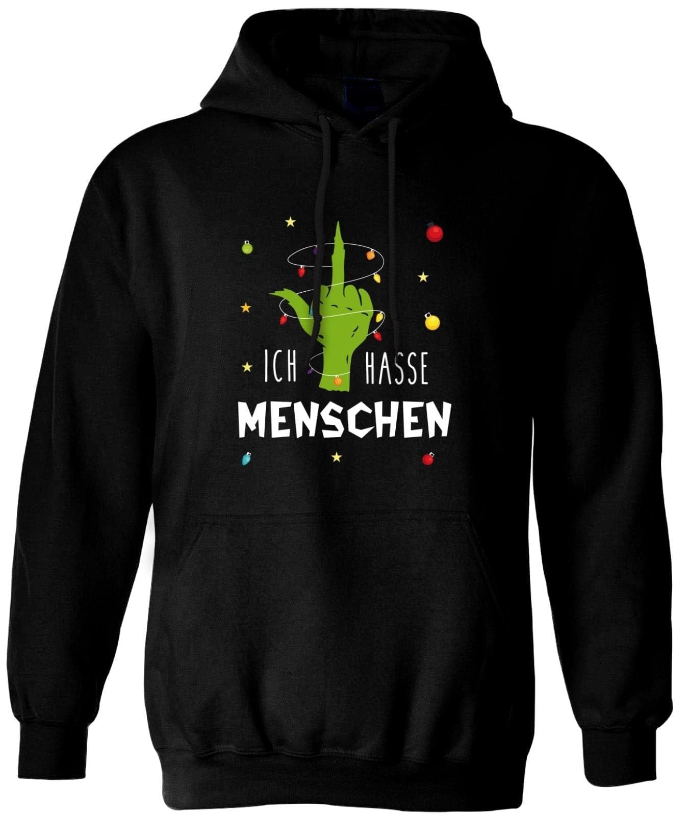Tassenbrennerei Grinch Hoodie - Pullover - Ich Hasse Menschen - Weihnachtspullover mit Spruch lustig - Anti Weihnachten