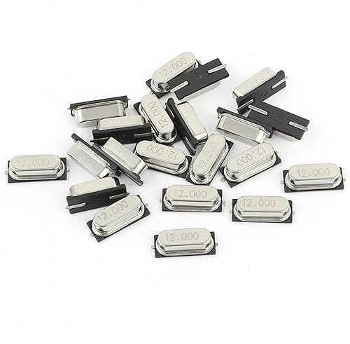 IIVVERR 20 osciladores de cristal de cuarzo tipo HC-49S SMD, 12 MHz 12.000 MHz tono plateado (20 piezas HC-49S tipo SMD, osciladores de cristal de