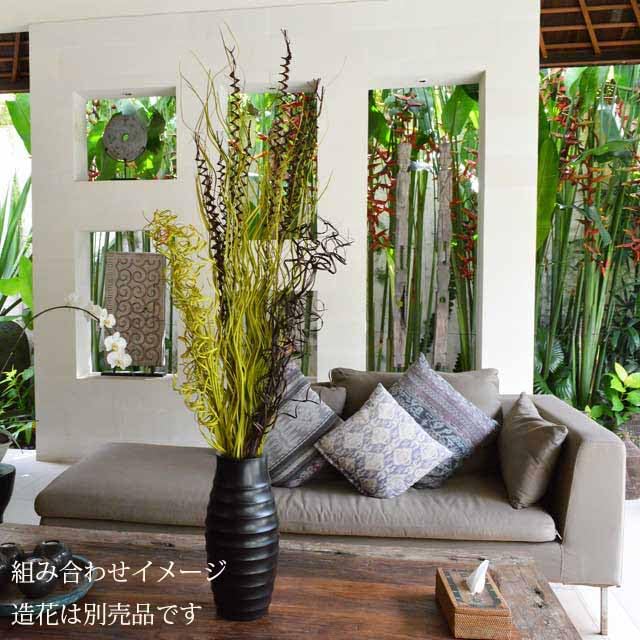 Amazon.co.jp: フラワーベース おしゃれ 黒 花器 花瓶 木製 バリ雑貨