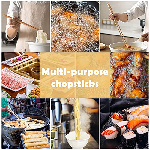 16.5 Inches Cooking Chopsticks, 2 Pairs Wooden Long Chop Sticks Reusable For Noodles Frying Hotpot, Japanese Extra Long Anti-Slip Chopsticks #TOP5