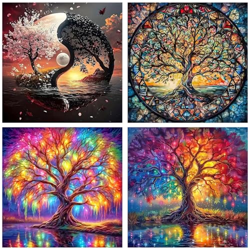 Kit peinture diamant 5D rond complet arbre de vie mrpwnle 30,5 cm pour loisir créatif