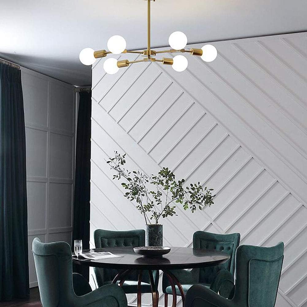 Sputnik Chandelier 9 Lights Modern Gold Brass Ceiling Light Fixture Industrial Vintage Pendant Lighting for Dining Room Kitchen Living Room Bedroom,Brass,6 Lights