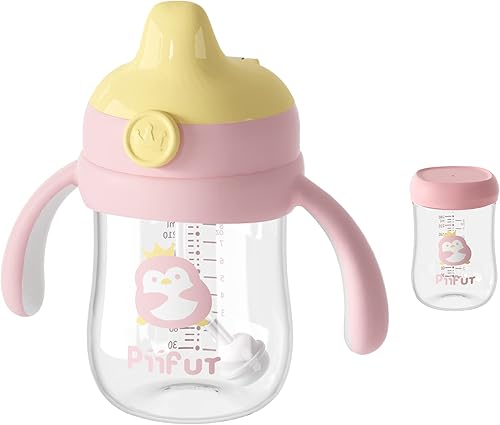 Piifur Tritan - Vaso para beber con tapa de almacenamiento para 6 a 18 meses a prueba de fugas, vaso de aprendizaje con popote con asa para bebé, 8 Piifur Tritan - Vaso para beber con tapa de almacenamiento para 6 a 18 meses a prueba de fugas, vaso de aprendizaje con popote con asa para bebé, 8