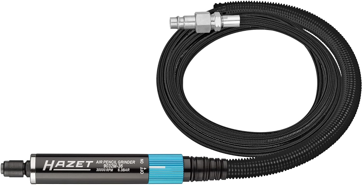 HAZET Mini-meuleuse à tige 9032M-36 I modèle droit, filetage intérieur 12,91 mm (1/4"), fiche d'accouplement incluse I usinage précis de pièces dans des espaces restreints